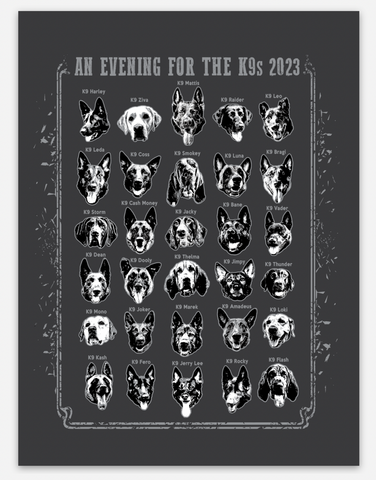 $8 Donation- An Evening for the K9s Sticker (2023 Design)